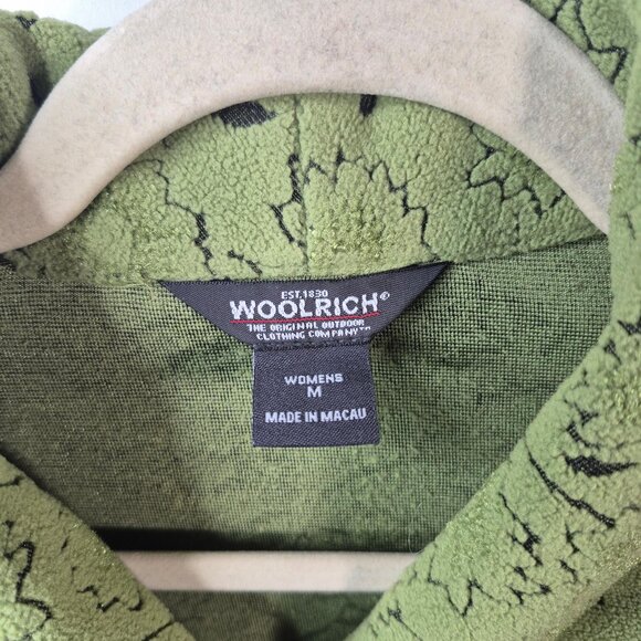 Woolrich Sweater Womens M Green Fleece Pullover Long Sleeve Leaves Outdoor - Picture 4 of 9